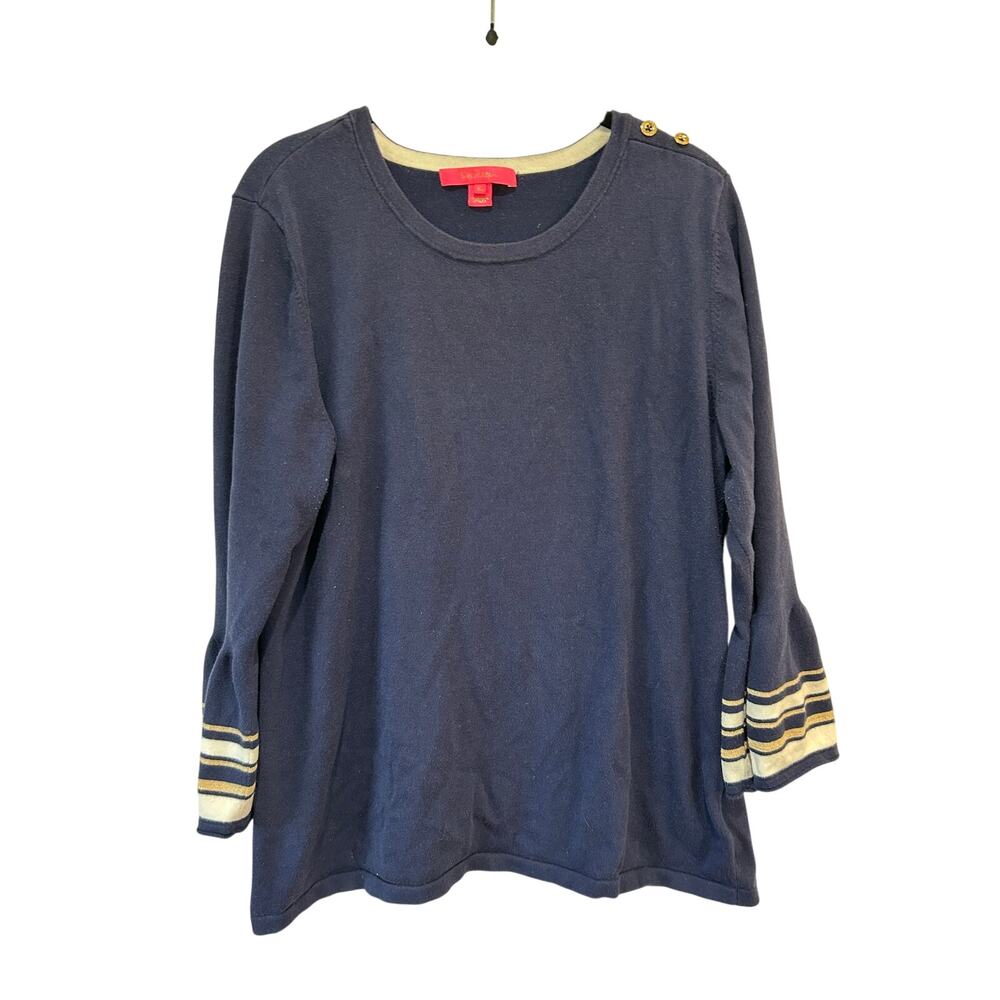 Lilly Pulitzer sweater size XL blue bell sleeve cotton blend preppy classic